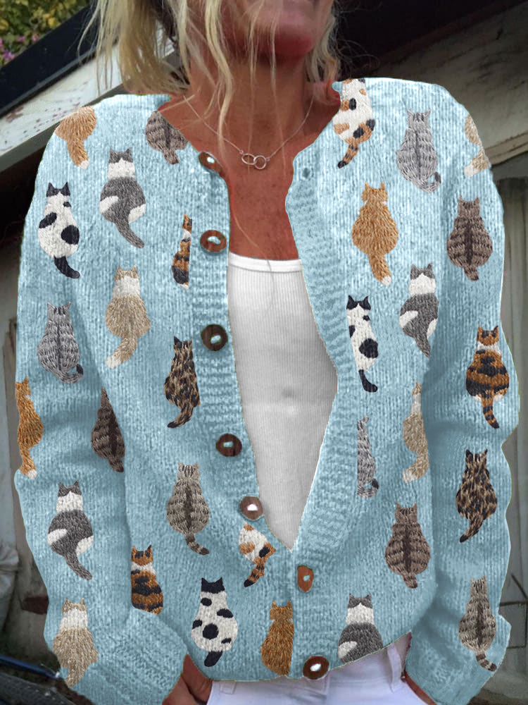 CLEMENTINE | STRICKJACKE MIT GEMÜTLICHEM KATZENMUSTER