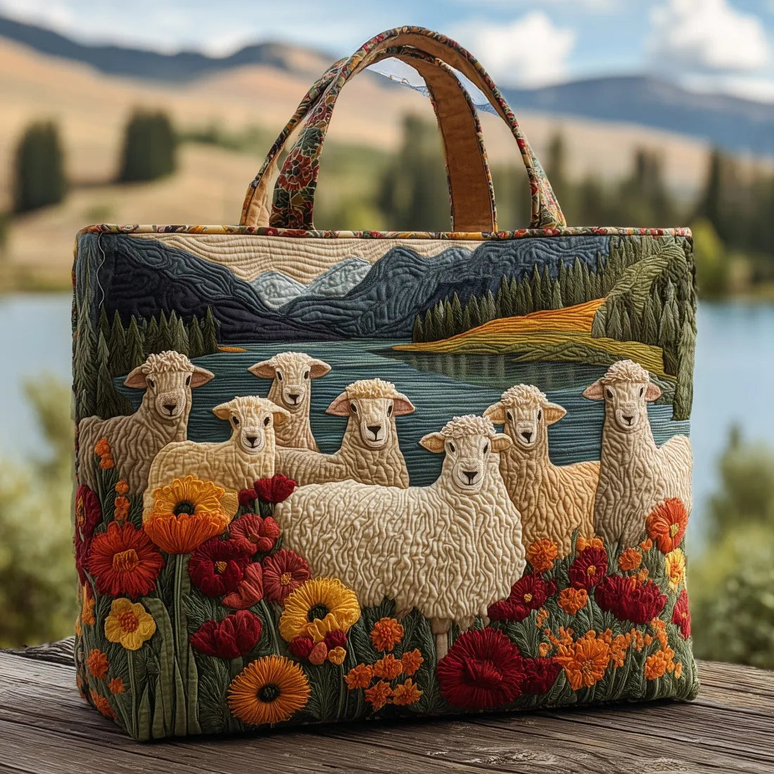 HARRIET | HANDGEFERTIGTE TASCHE „SHEEP IN THE LAKE“