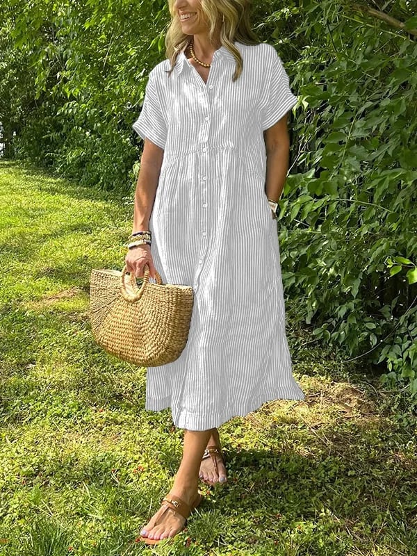 MONA | ELEGANTES GESTREIFTES KLEID