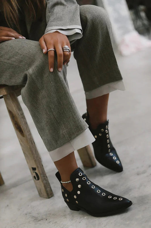 ROSE | STUDDED POINTED ANKLE BOOTS