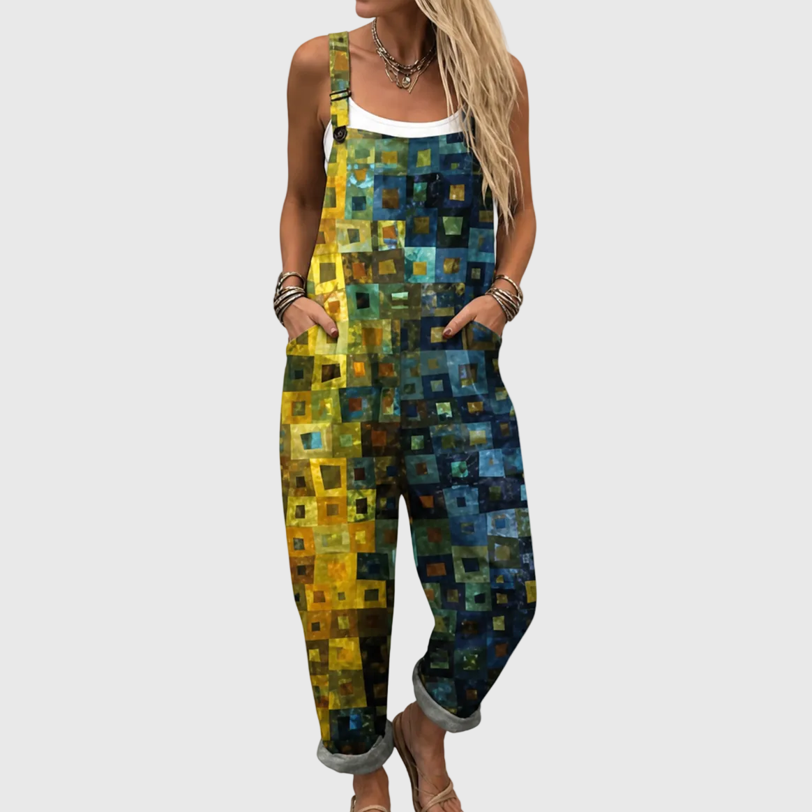 ELEGANTER JUMPSUIT MIT MOSAIKMUSTER IN WEICHER QUALITÄT