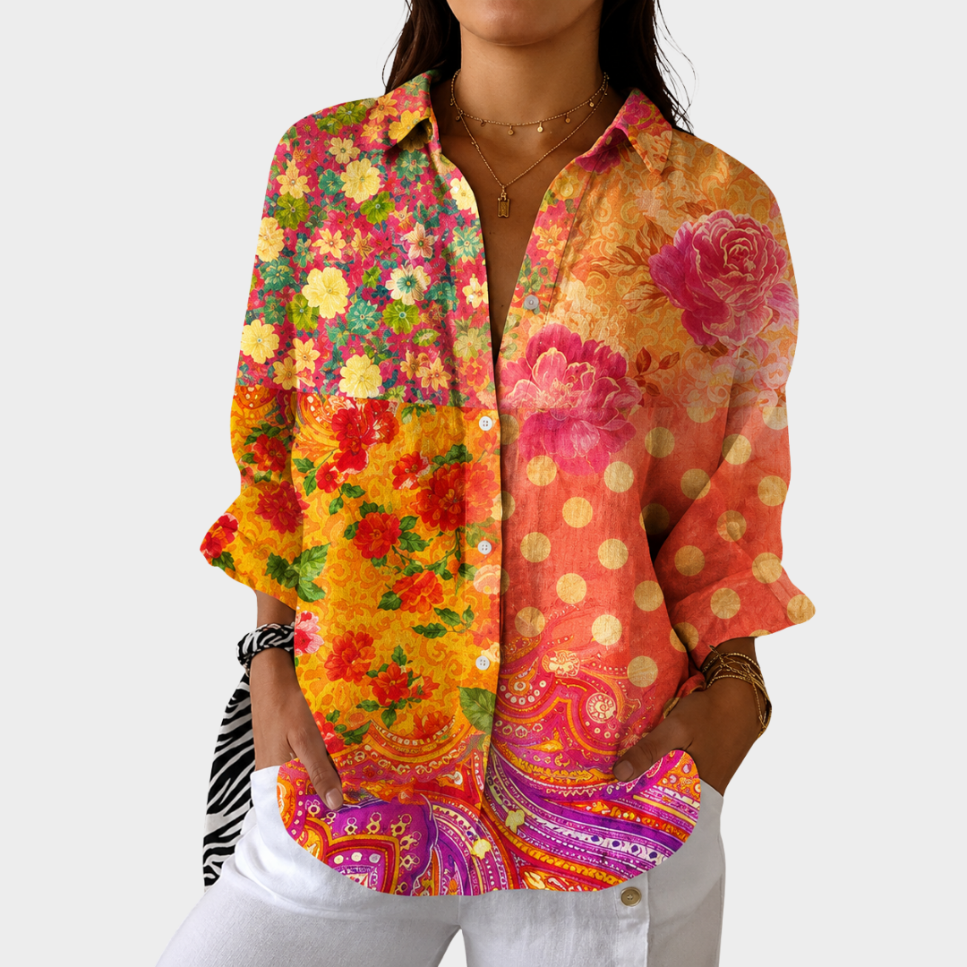 SAVANNAH | LEICHTE UND FARBENFROHE BLUSE MIT PRINT