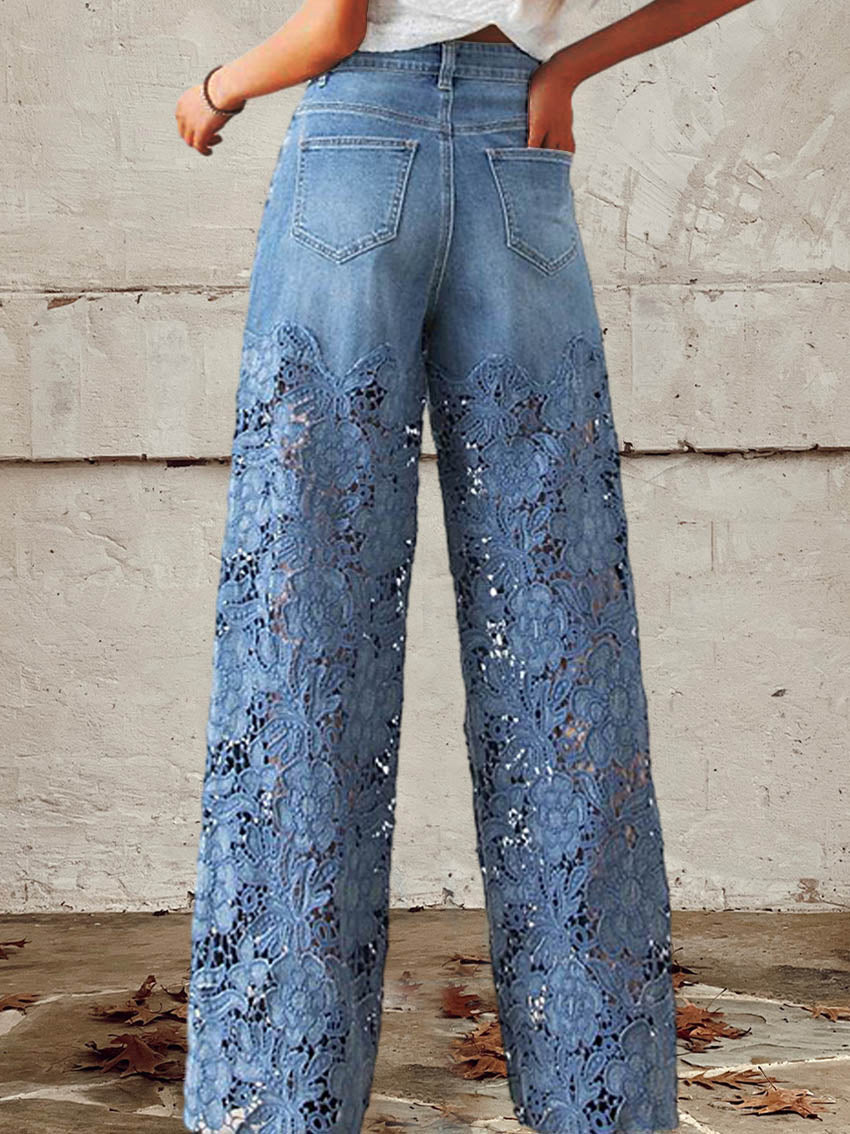 OCTAVIA | JEANS MIT WEITEM BEIN UND SPITZENEINSATZ