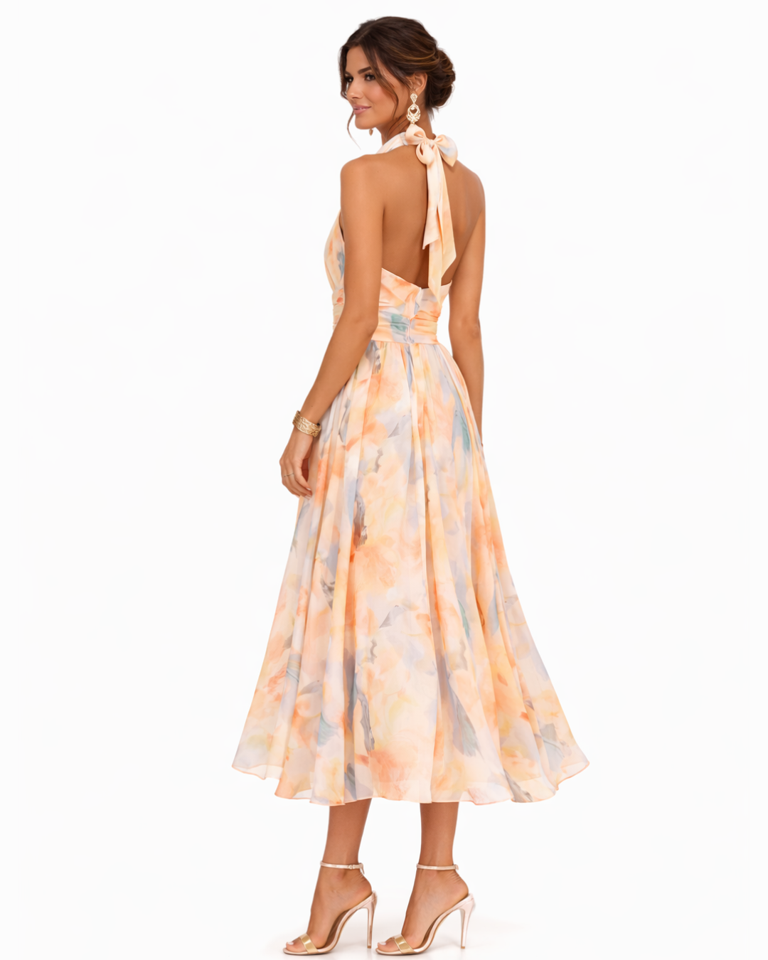ROSE | HALTERNECK-KLEID MIT AQUARELL-PRINT