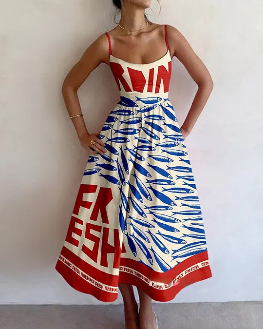 WINSLOWE | MIDI-KLEID MIT KÜSTEN-PRINT