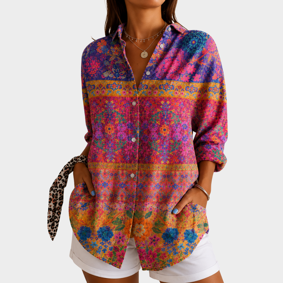 ISABELLA | BLUSE MIT LEBENDIGEM GARTEN-MOSAIK-MUSTER