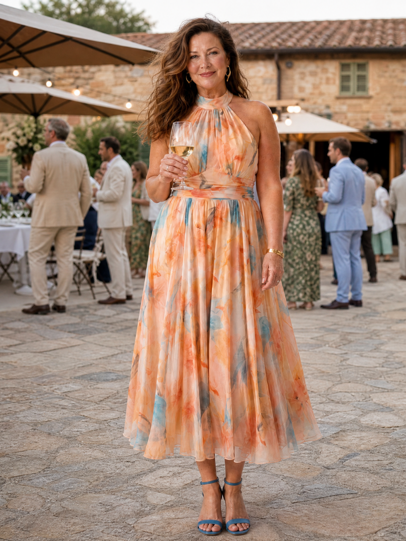 ELIN | MIDI-KLEID MIT HALTERNECK