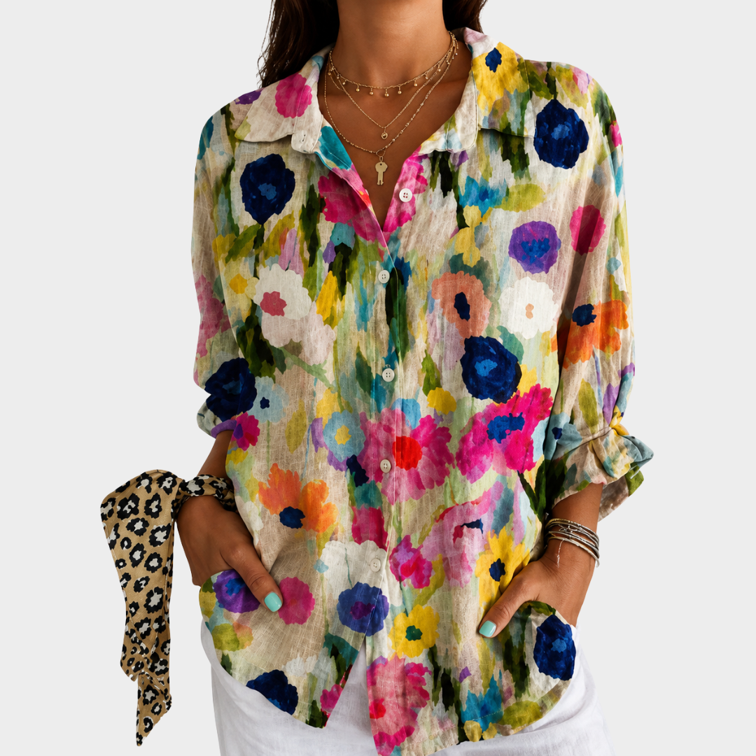 EMILY | BLUSE MIT WIESENBLUMEN-AQUARELL-PRINT