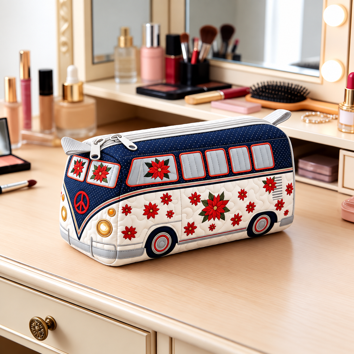 POINSETTAVAN | CHRISTMAS FLORAL CAMPER COSMETIC BAG
