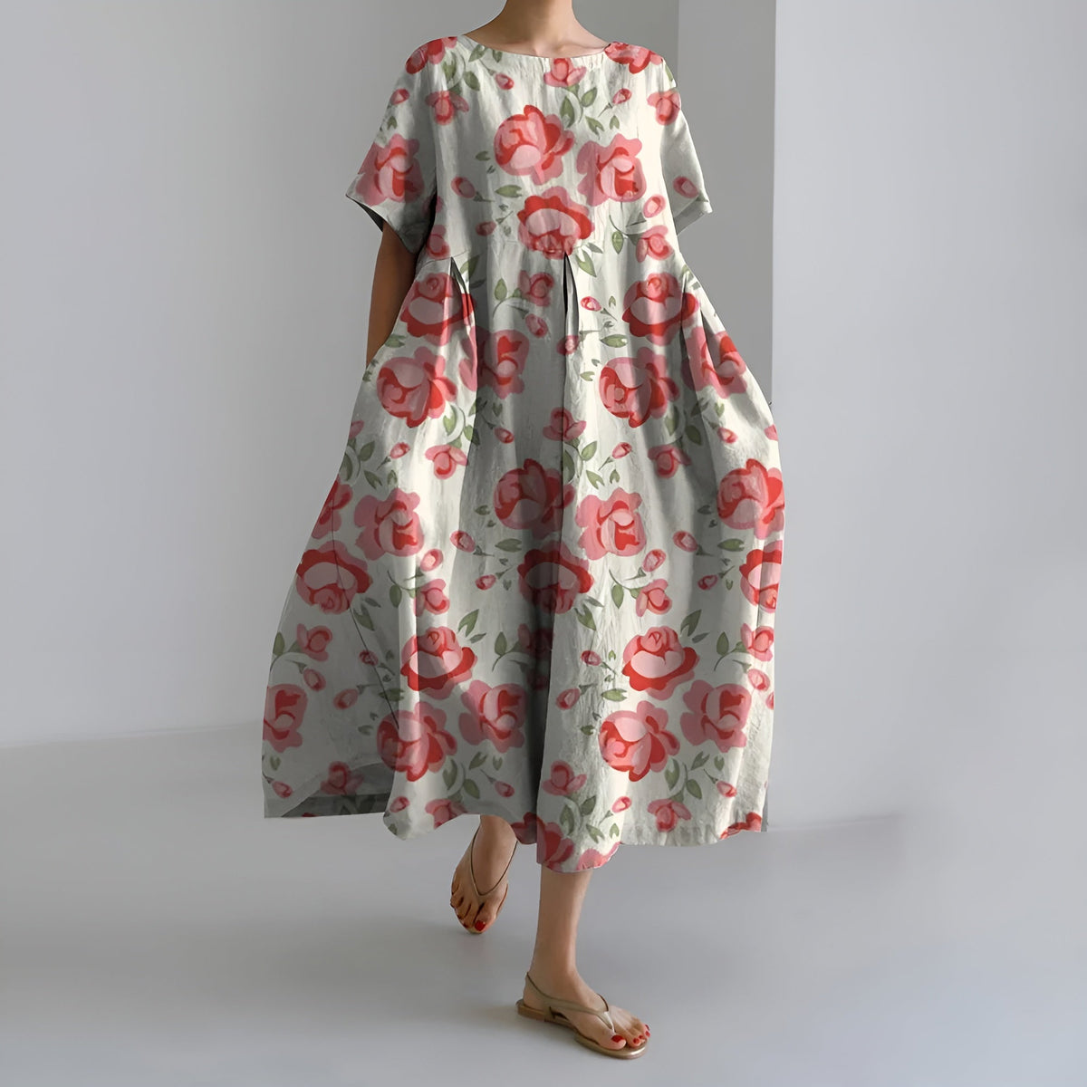 MEERI | ARTISTIC MAXI DRESS WITH VINTAGE FLORAL PATTERN AND CAREFREE ELEGANCE