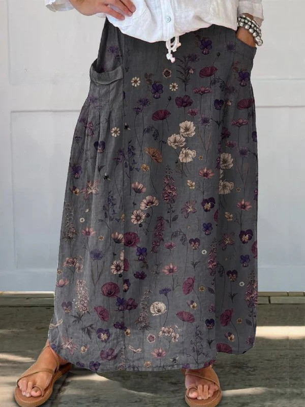 IVY | BLUMEN-KUNSTDRUCK-ROCK MIT TASCHEN