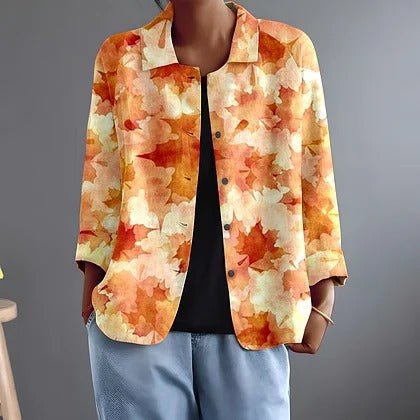 LAURENTINE | AQUARELL-BLUSE MIT BLÄTTER-PRINT