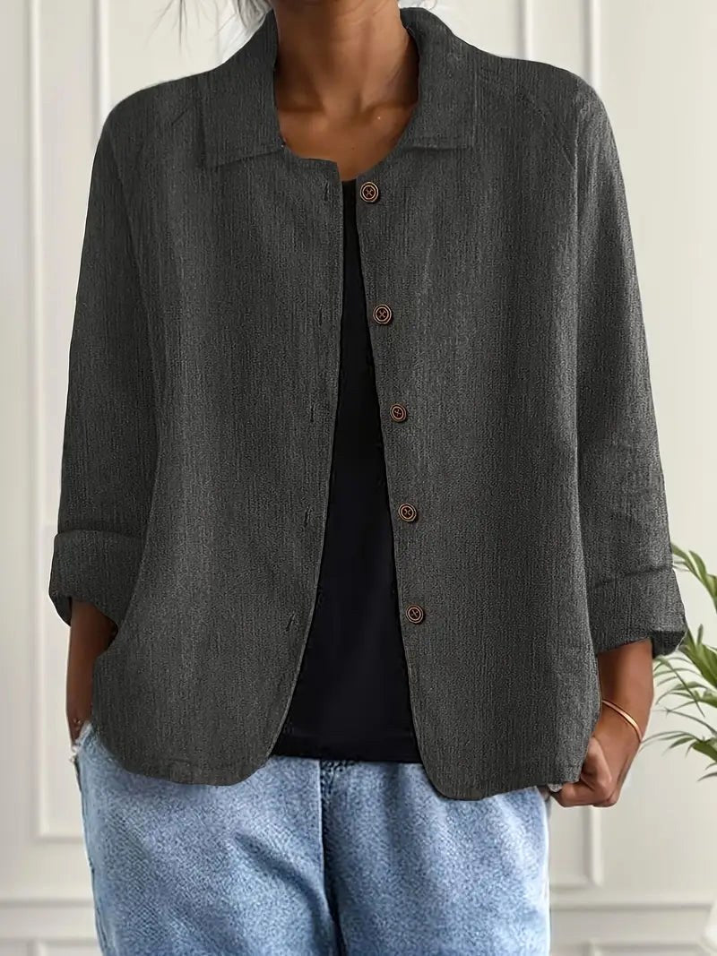 ZELINA | CHARCOAL CRINKLE-BLUSE