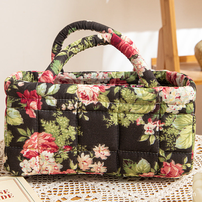 NOIRBLOOM | MIDNIGHT ROSE QUILTED STORAGE BASKET