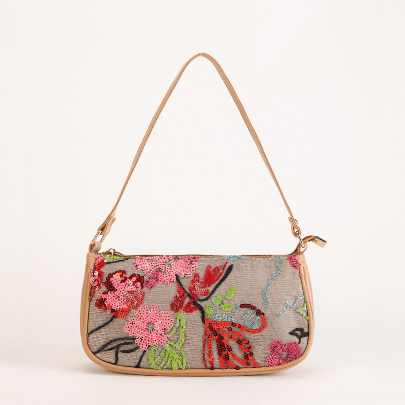 SCARLETBLOOM | RED FLORAL SEQUIN SHOULDER BAG