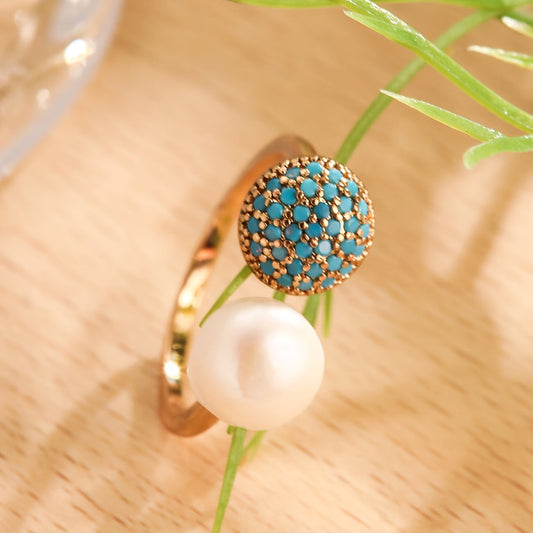 TALIA | RING MIT PERLE UND TÜRKIS