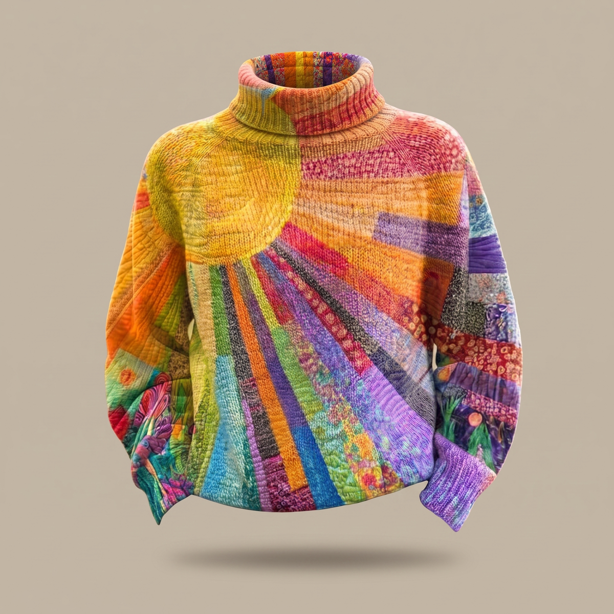 ROSALIND | ROLLKRAGENPULLOVER MIT RETRO-SUNBURST-PRINT
