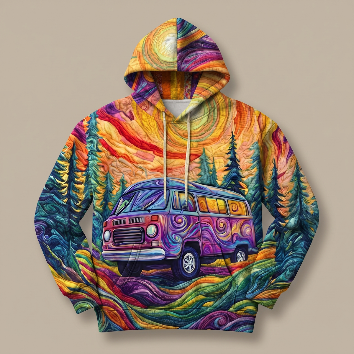VANESKA | SUNBURST-PRINT Y2K-HOODIE