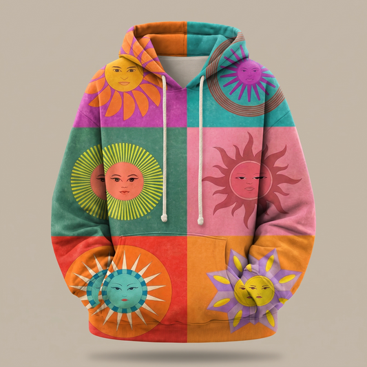 THALINDRA | RAINBOW SUNBURST GRAPHIC HOODIE