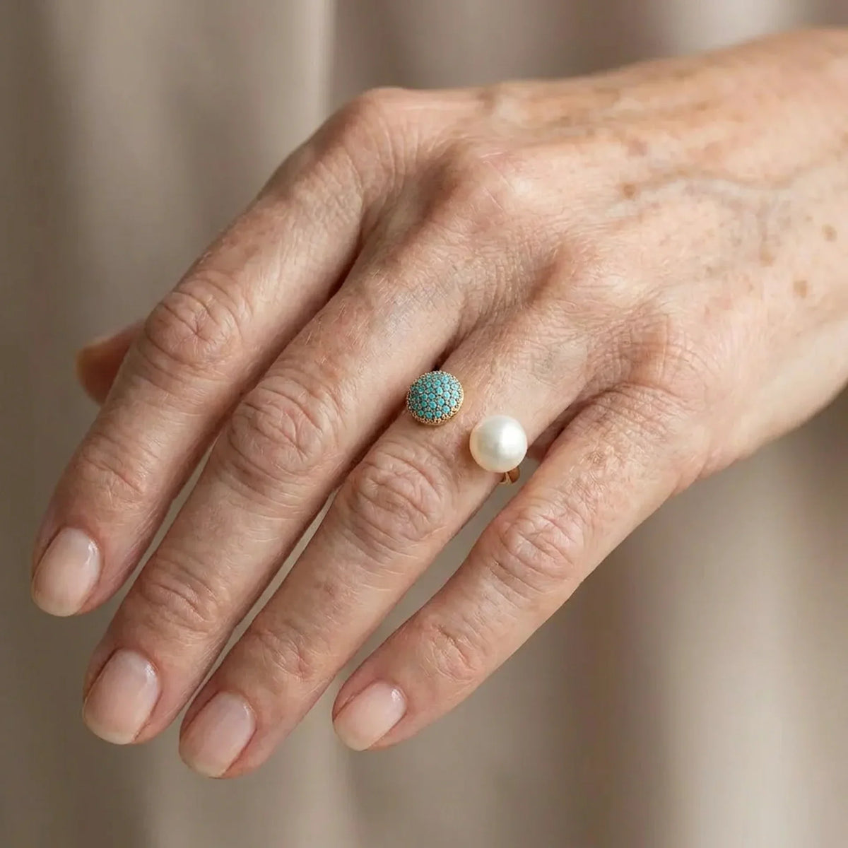 TALIA | RING MIT PERLE UND TÜRKIS