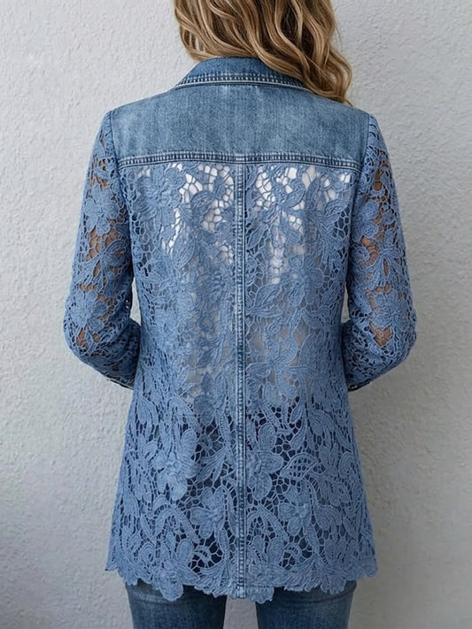 LACINDA | BLAZER JACKET WITH FLORAL LACE PANELING