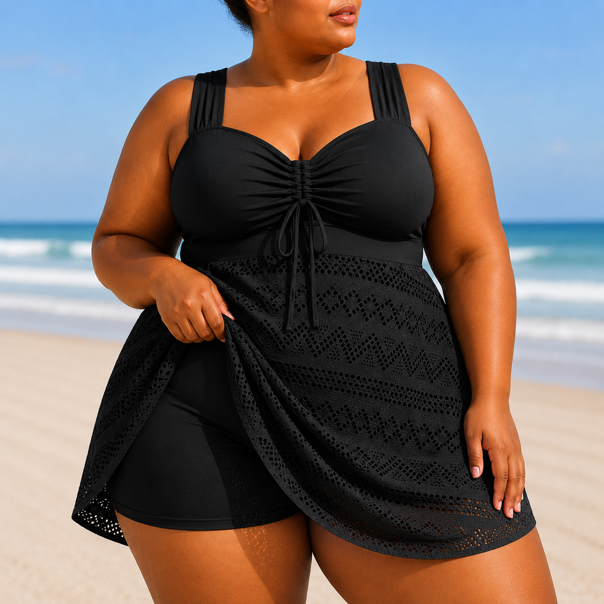 EMILLE | PLUS SIZE REFINED BEACH SWIM DRESS