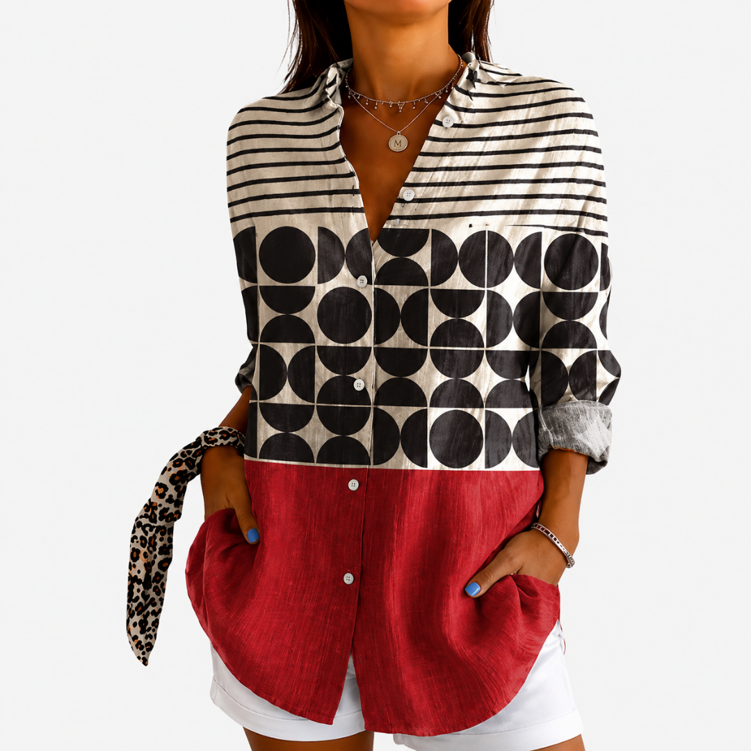 MOLLY | RETRO-CHARME COLORBLOCK-BLUSE