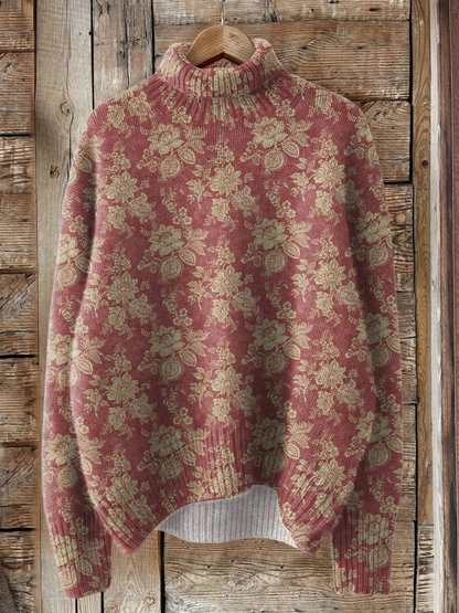 ROSE | RETRO ROSE PRINT TURTLENECK JUMPER