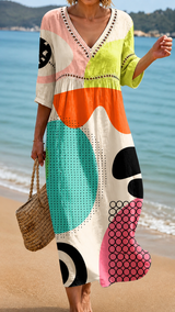 NANCY | STRANDKLEID MIT BUNTEM ABSTRAKTEM DRUCK