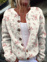 EVANTHEA | VINTAGE-BLUMENSTRICKJACKE