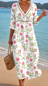 IVY | SOMMERLICHES MIDI-KLEID MIT ROSEN-PRINT