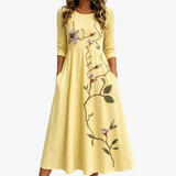 ISABELLA | GOLDEN BLOSSOM POCKET-MIDIKLEID
