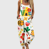 JUMPSUIT MIT BIENEN- UND BLUMENMUSTER