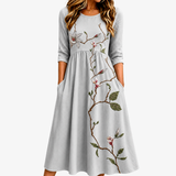 LUCIA | MIDI-KLEID MIT TASCHEN SILVER MEADOW BLOSSOM