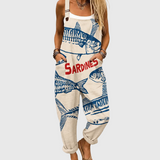 WEICHER JUMPSUIT MIT SARDINEN-PRINT SEA