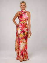 ELISABETTA | MAXIKLEID MIT HALTERNECK UND BLUMENPRINT