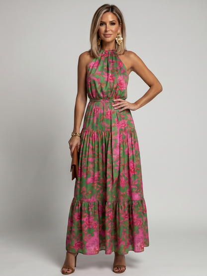 ROWEN | DRAPIERTES HALTERNECK-MIDIKLEID