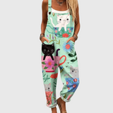 WEICHER JUMPSUIT KATZEN UND BLUMEN