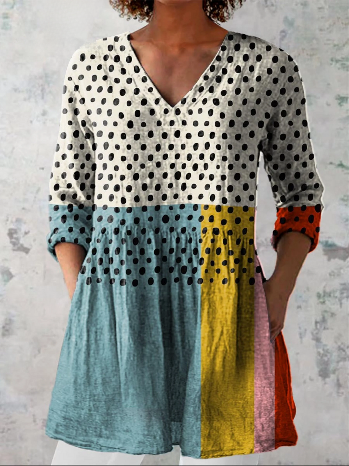 VALERIE | LANGE BLUSE MIT V-AUSSCHNITT