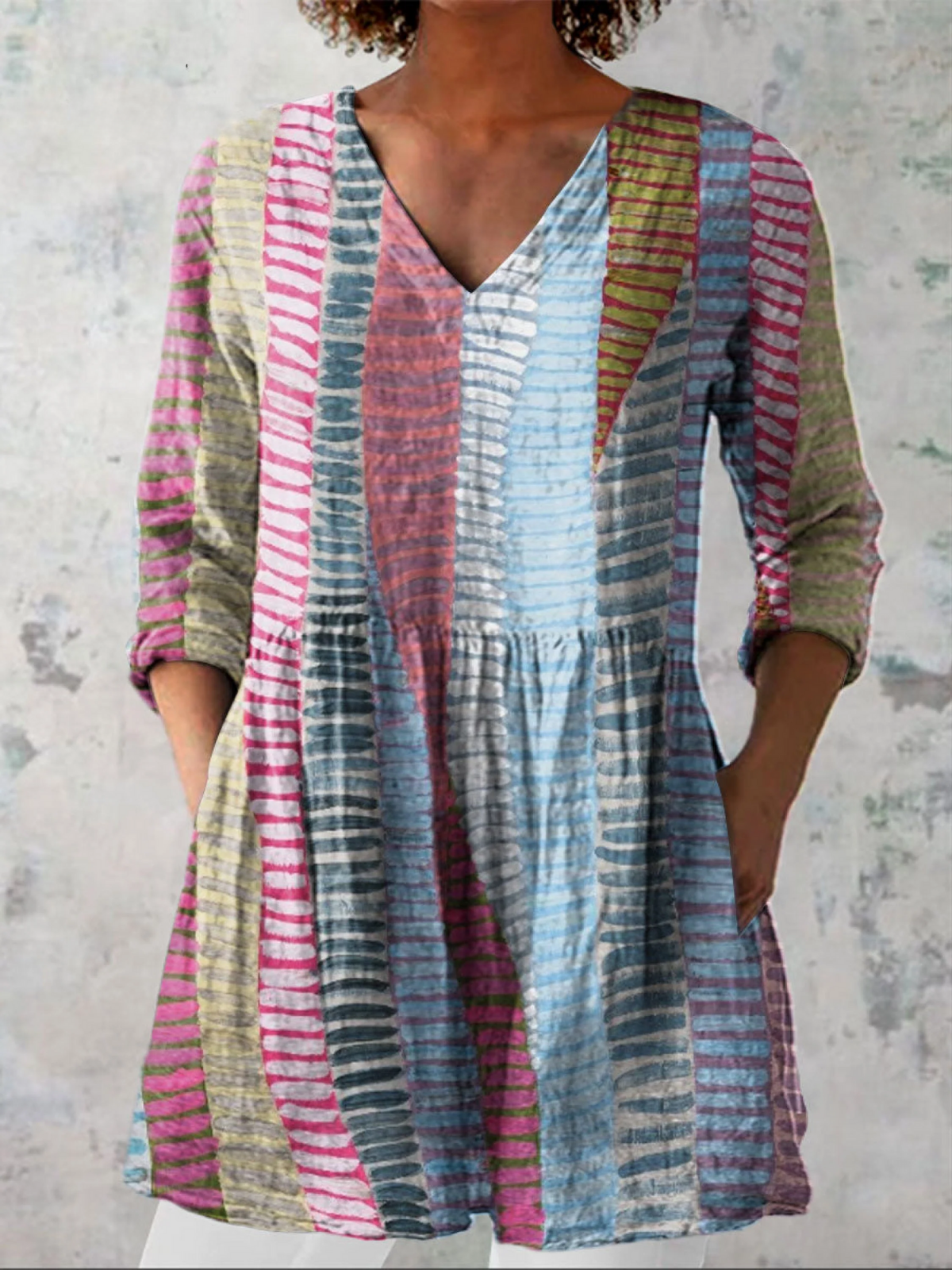 ANAIS | LANGE BLUSE MIT V-AUSSCHNITT