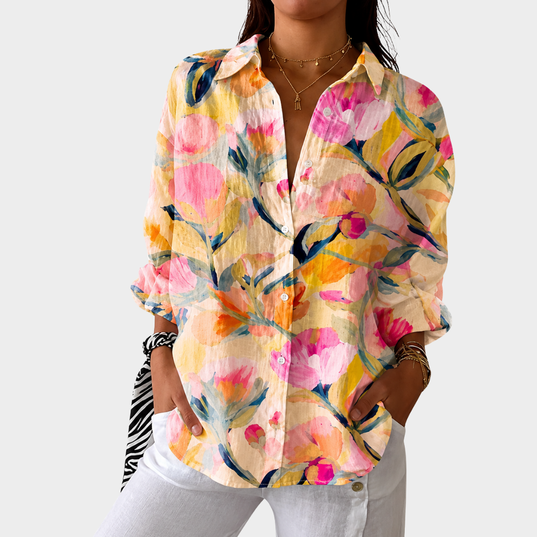 HANNAH | LEICHTE BLUSE MIT FARBIGEM PRINT