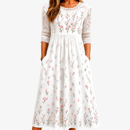 VIVIENNE | WHISPERING WILDFLOWER MIDI-KLEID MIT TASCHEN