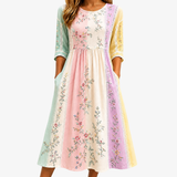 CLARA | MIDI-KLEID MIT TASCHEN – PASTEL GARDEN