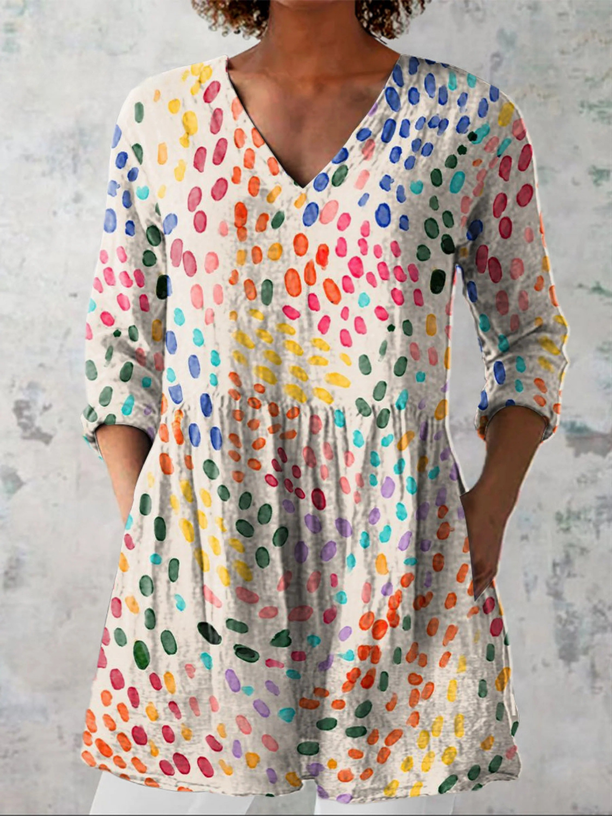PAULINE | LANGE BLUSE MIT V-AUSSCHNITT