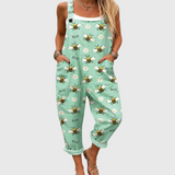 WEICHER JUMPSUIT MIT BIENEN- UND GÄNSEBLÜMCHEN-MUSTER