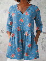 MELANIE | LANGE BLUSE MIT V-AUSSCHNITT