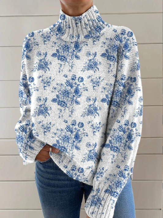 ASHLEY | BLUE BLOSSOM TURTLENECK JUMPER
