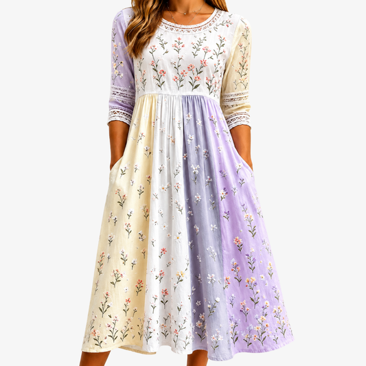 VIOLET | LAVENDER MEADOW PATCHWORK-MIDIKLEID