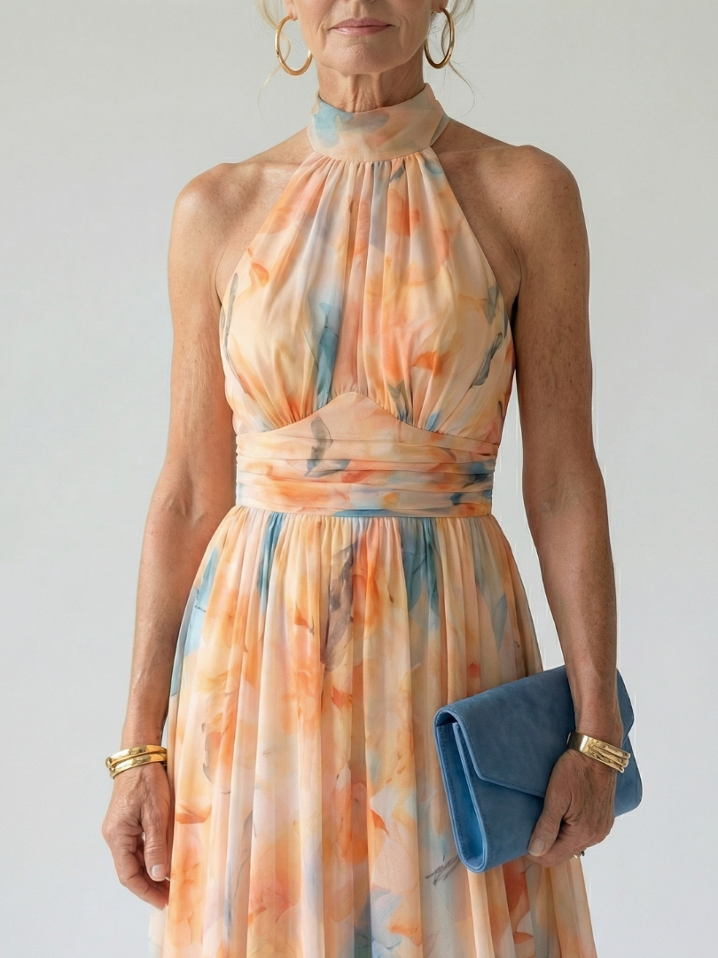 ELIN | MIDI-KLEID MIT HALTERNECK