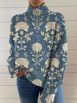 ANGELA | ZEITLOSER BLUMEN-ROLLKRAGENPULLOVER